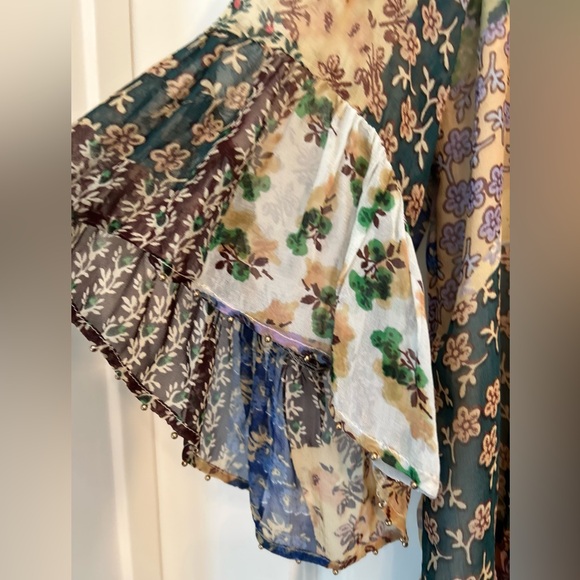 Anthropologie Floreat Boho Patchwork-Look Floral Print Top Size Small - Picture 4 of 7